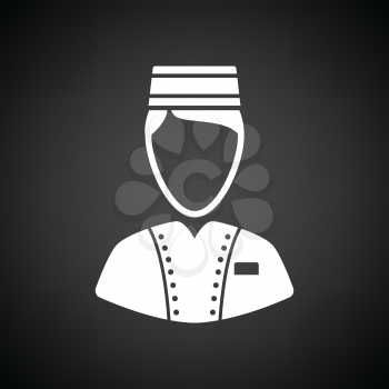 Hotel boy icon. Black background with white. Vector illustration.