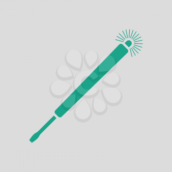 Electricity test screwdriver icon. Gray background with green. Vector illustration.