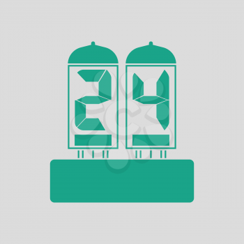 Electric numeral lamp icon. Gray background with green. Vector illustration.