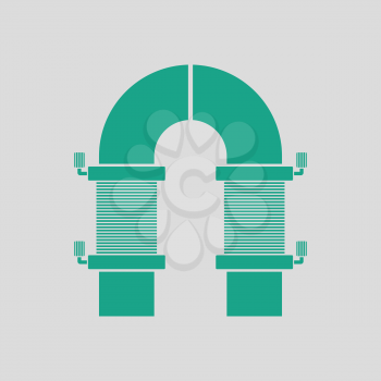 Electric magnet icon. Gray background with green. Vector illustration.