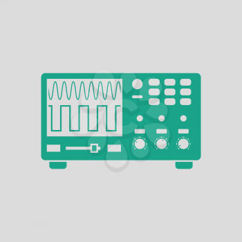 Oscilloscope icon. Gray background with green. Vector illustration.