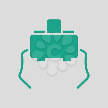 Micro button icon. Gray background with green. Vector illustration.