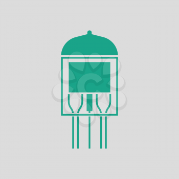Electronic vacuum tube icon. Gray background with green. Vector illustration.