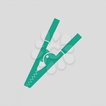 Crocodile clip icon. Gray background with green. Vector illustration.