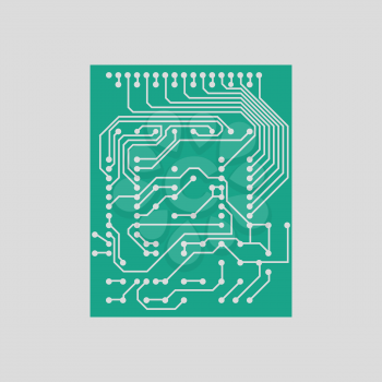Circuit icon. Gray background with green. Vector illustration.