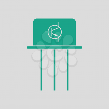 Transistor icon. Gray background with green. Vector illustration.