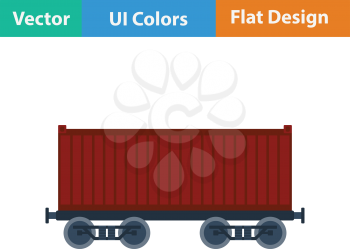 Railway cargo container icon. Flat design. Vector illustration.