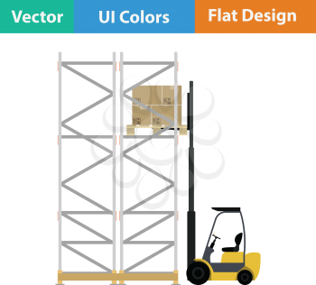 Warehouse forklift icon. Flat design. Vector illustration.