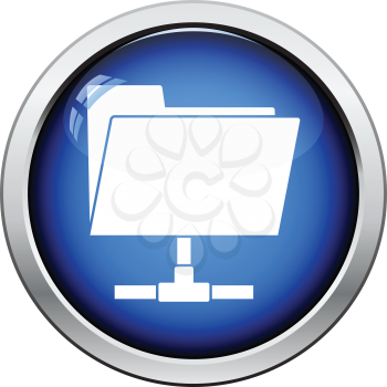 Shared folder icon. Glossy button design. Vector illustration.