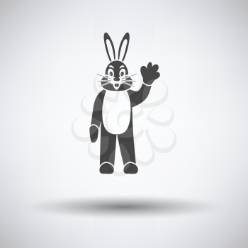 Hare puppet doll icon on gray background, round shadow. Vector illustration.