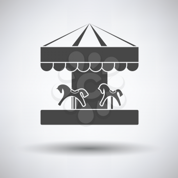 Children horse carousel icon on gray background, round shadow. Vector illustration.