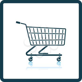 Supermarket shopping cart icon. Shadow reflection design. Vector illustration.
