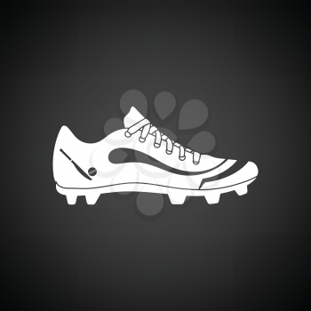 Crickets boot icon. Black background with white. Vector illustration.