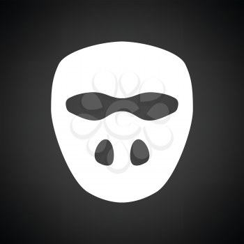 Cricket mask icon. Black background with white. Vector illustration.