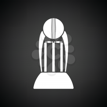 Cricket cup icon. Black background with white. Vector illustration.