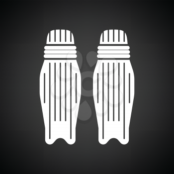Cricket leg protection icon. Black background with white. Vector illustration.