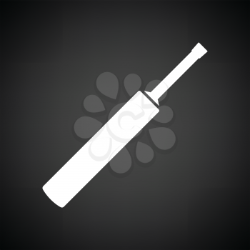 Cricket bat icon. Black background with white. Vector illustration.