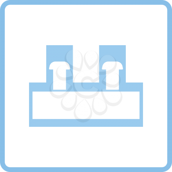Electrical connection terminal icon. Blue frame design. Vector illustration.