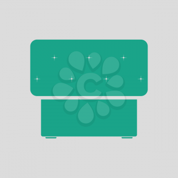 Bedroom pouf icon. Gray background with green. Vector illustration.