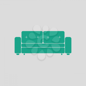 Home sofa icon. Gray background with green. Vector illustration.