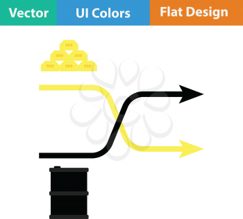 Gold and oil comparison chart icon. Flat design. Vector illustration.