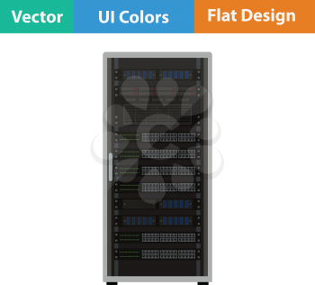 Server rack icon. Flat design. Vector illustration.
