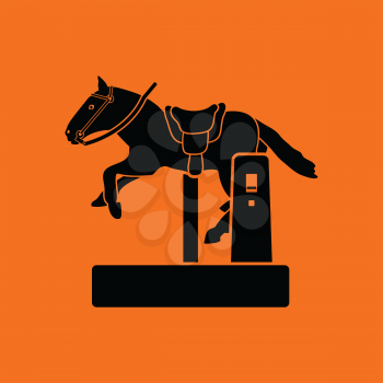Horse machine icon. Orange background with black. Vector illustration.