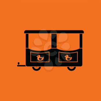 Wagon of children train icon. Orange background with black. Vector illustration.