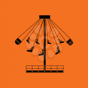 Big carousel icon. Orange background with black. Vector illustration.