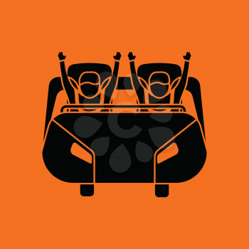 Roller coaster cart icon. Orange background with black. Vector illustration.