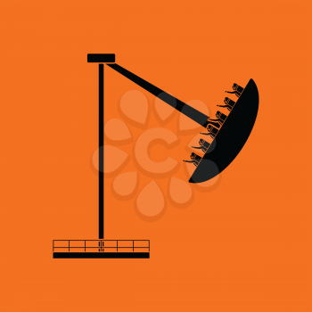 Boat the carousel icon. Orange background with black. Vector illustration.