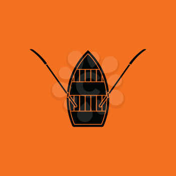Paddle boat icon. Orange background with black. Vector illustration.
