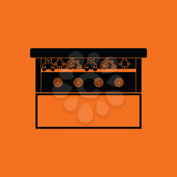Prize shooting range icon. Orange background with black. Vector illustration.