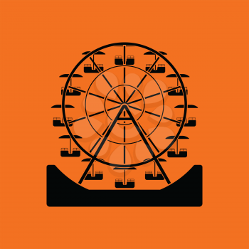 Ferris wheel icon. Orange background with black. Vector illustration.
