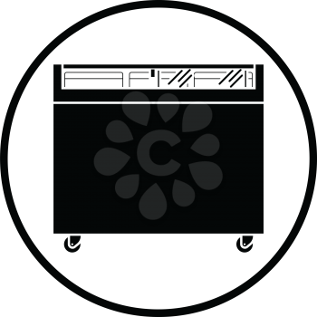 Supermarket mobile freezer icon. Thin circle design. Vector illustration.
