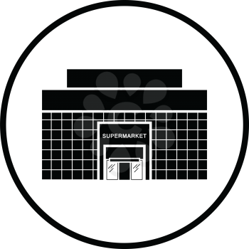 Supermarket building icon. Thin circle design. Vector illustration.