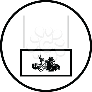 Vegetables market department icon. Thin circle design. Vector illustration.