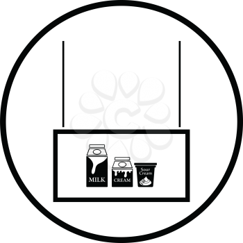 Milk market department icon. Thin circle design. Vector illustration.