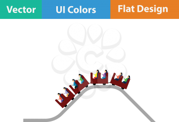 Small roller coaster icon. Flat design. Vector illustration.