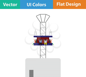 Free-fall ride icon. Flat design. Vector illustration.