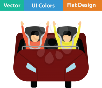 Roller coaster cart icon. Flat design. Vector illustration.
