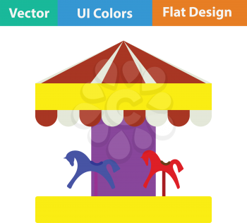 Children horse carousel icon. Flat design. Vector illustration.