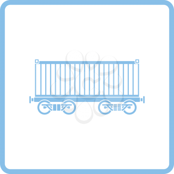 Railway cargo container icon. Blue frame design. Vector illustration.