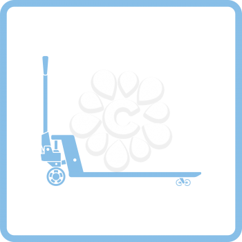 Hydraulic trolley jack icon. Blue frame design. Vector illustration.