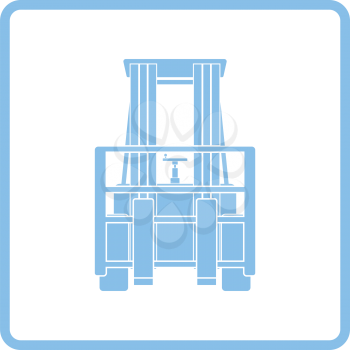 Warehouse forklift icon. Blue frame design. Vector illustration.