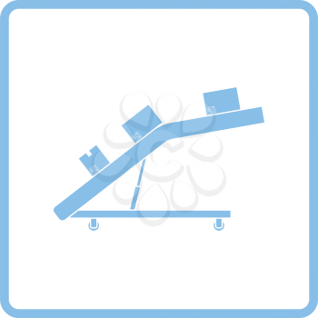 Warehouse transportation system icon. Blue frame design. Vector illustration.