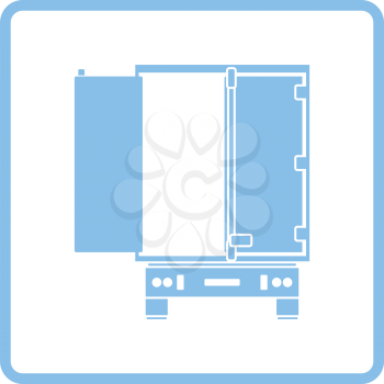 Truck trailer rear view icon. Blue frame design. Vector illustration.