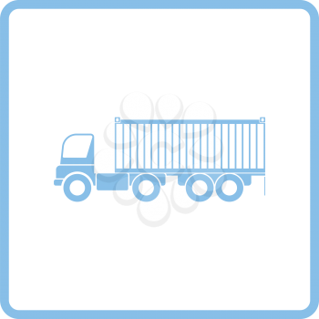 Container truck icon. Blue frame design. Vector illustration.