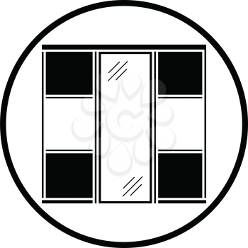 Wardrobe closet icon. Thin circle design. Vector illustration.