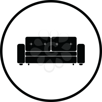 Home sofa icon. Thin circle design. Vector illustration.